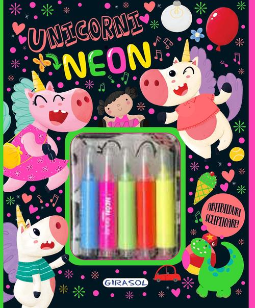 Carte Interactiva cu Unicorni Neon