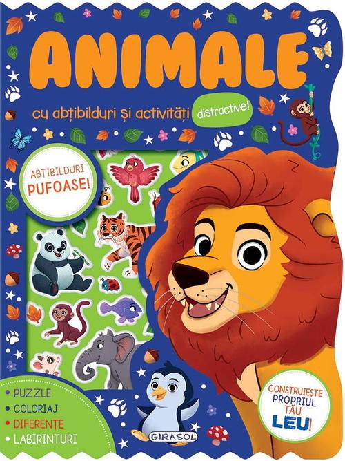 Carte cu Abtibilduri Pufoase - Animale