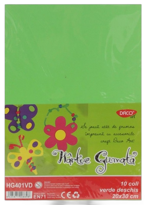 Set 10 coli hartie gumata - Verde deschis
